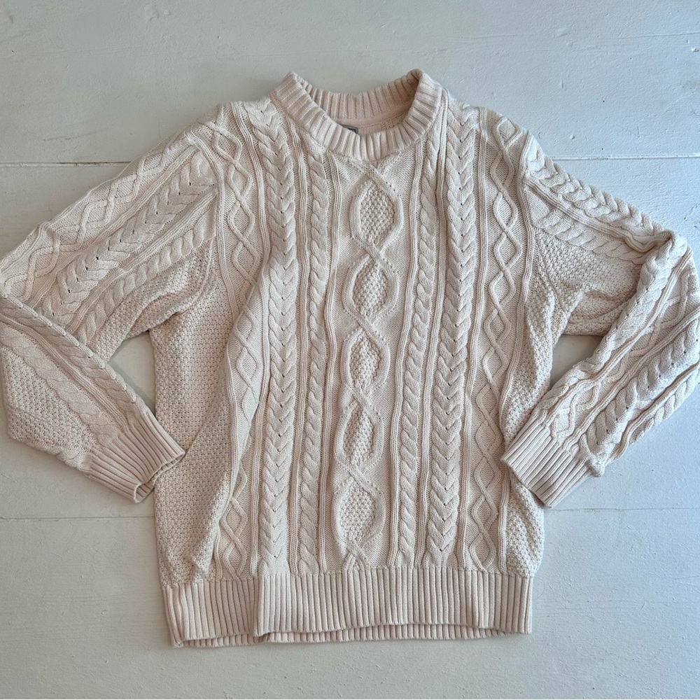 LL Bean Cream Cable Knit Sweater